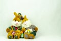 Easter decoration with lovely girl and boy bunny figurines. Royalty Free Stock Photo