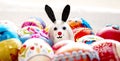 Easter decoration painted eggs and bunny easter egg hand painted Royalty Free Stock Photo