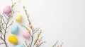An Easter decoration steals the spotlight, meticulously arranged against a clear, radiant white background