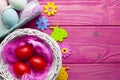 Easter decorations - eggs, feathers, flowers and baskets