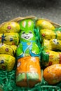 Easter decorative chocolate eggs and bunny Royalty Free Stock Photo