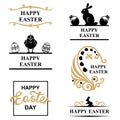 Easter decorative greeting icon set