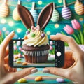 Easter Delight, Cupcake with Chocolate Bunny Ears