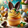 Easter Delight, Cupcake with Chocolate Bunny Ears