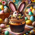 Easter Delight, Cupcake with Chocolate Bunny Ears