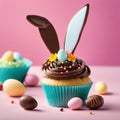 Easter Delight, Cupcake with Chocolate Bunny Ears