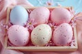 Easter delight Pastel eggs in craft box, ideal gift choice Royalty Free Stock Photo