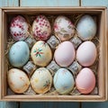 Easter delight Pastel eggs in craft box, ideal gift choice Royalty Free Stock Photo