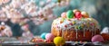 Easter Delights: A Festive Cake and Vibrant Colored Eggs