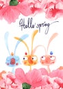 Easter design with cute banny and text, hand drawn illustration Royalty Free Stock Photo