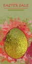 Easter Design with Golden Sparkle Egg, Paint Splashes, and Space for Your Text.