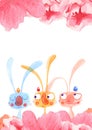 Easter design with cute banny and text, hand drawn illustration Royalty Free Stock Photo