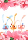 Easter design with cute banny and text, hand drawn illustration Royalty Free Stock Photo