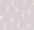 Easter design vector seamless pattern with bunnies. Light baby print for child fabric or gift paper.