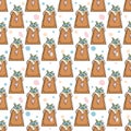 Easter details seamless pattern with doodle illustrations. Easter cake. Bright vector Illustration for wrapping paper