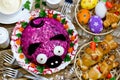 Easter dinner table with traditional treats Royalty Free Stock Photo