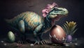 Easter Dinosaur with Eggs, Generative AI