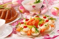 Easter dishes on festive table Royalty Free Stock Photo