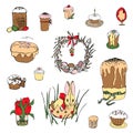 Easter doodle set with cakes and eggs Royalty Free Stock Photo