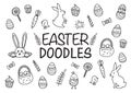 Easter doodles hand drawn icons
