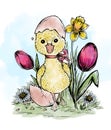 Easter Duckling Watercolor