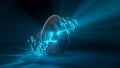 Easter egg. alien egg with blue glowing cracks and light rays Royalty Free Stock Photo