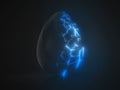 Easter egg. alien with blue glowing cracks. 3d illustration Royalty Free Stock Photo