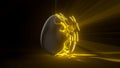 Easter egg. alien egg with yellow glowing cracks and light rays