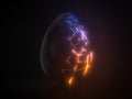 Easter egg. alien with glowing cracks. 3d illustration