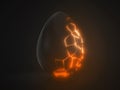 Easter egg. alien with orange glowing cracks. 3d illustration