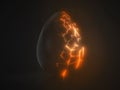 Easter egg. alien with orange glowing cracks. 3d illustration