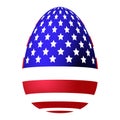 Easter egg with American flag pattern. 3D American patriotic Easter egg with USA flag Royalty Free Stock Photo
