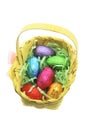 Easter Egg in Bamboo Basket Royalty Free Stock Photo