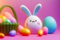 easter egg basket â fantasy, cute baby rabbit â Illustration, digital art.