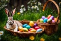 Easter egg in basket generated by AI tool