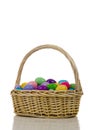 Easter Egg Basket With Plastic Multicolored Eggs