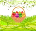 Easter egg in basket - vector