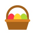 Easter egg basket vector, Isolated Easter flat style icon Royalty Free Stock Photo