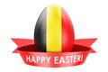 Easter egg with Belgian flag. Happy Easter in Belgium concept, 3D rendering