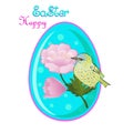 Easter egg with bird and flowers