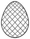 Easter egg with black outline, diamond pattern inside, holiday decoration illustration Royalty Free Stock Photo