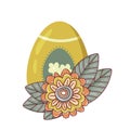 Easter egg of bright flowers and leaves, isolated on a white background. This Easter egg is decorated with hearts. Hand Royalty Free Stock Photo