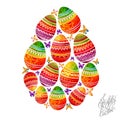 Easter egg with bright ornament and butterflies Royalty Free Stock Photo