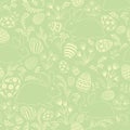 Easter egg, bunny seamless pattern. Floral holiday background. Royalty Free Stock Photo