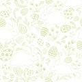 Easter egg, bunny seamless pattern. Floral holiday background. Royalty Free Stock Photo