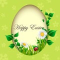 Easter egg card with plants and ladybug Royalty Free Stock Photo