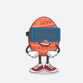 Easter Egg cartoon mascot character with Virtual reality headset Royalty Free Stock Photo
