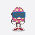 Easter Egg cartoon mascot character with Virtual reality headset Royalty Free Stock Photo