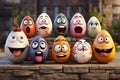 Easter egg characters with expressive faces and Royalty Free Stock Photo