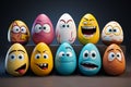 Easter egg characters with expressive faces and Royalty Free Stock Photo